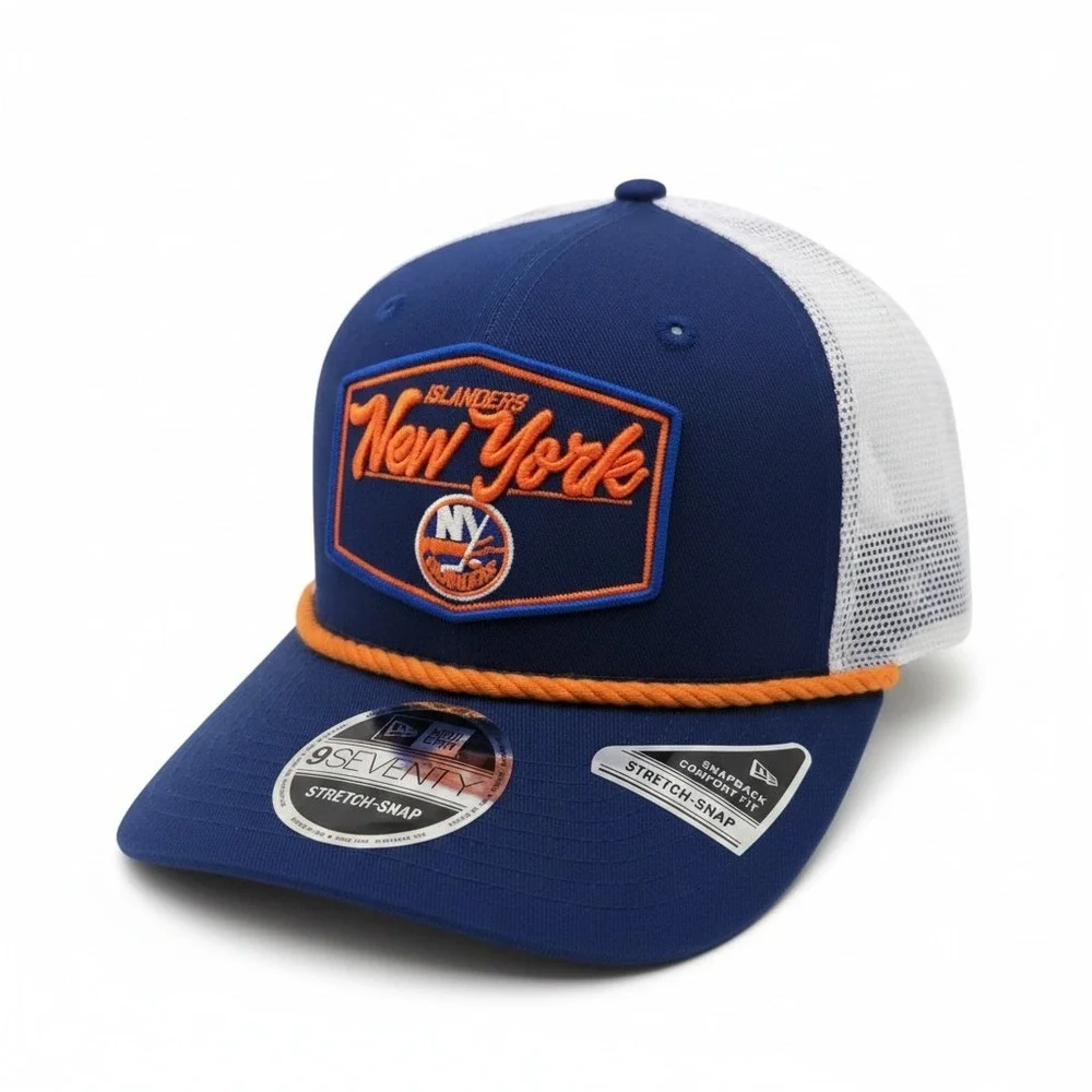 New Era 9SEVENTY New York Islanders Hat Blue White Mesh Stretch Snapback NHL Cap